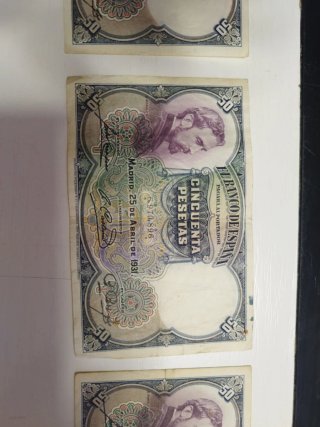 3 Billetes 50 Pesetas 1931
