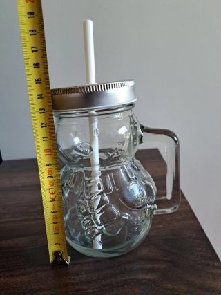 Jarra cristal tapa y pajita