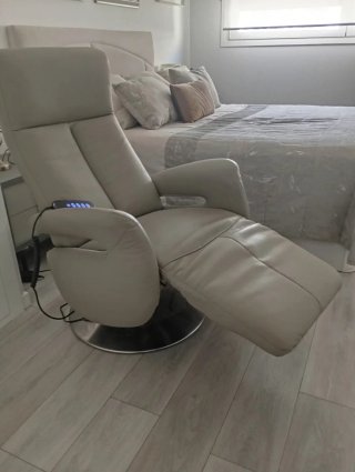 Sillón relax eléctrico semipiel beige