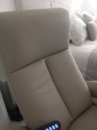 Sillón relax eléctrico semipiel beige