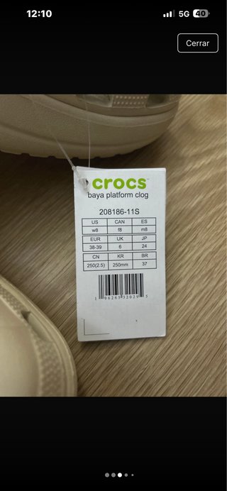 Crocs Baya Platform Mules Talla 38-39 White Winter
