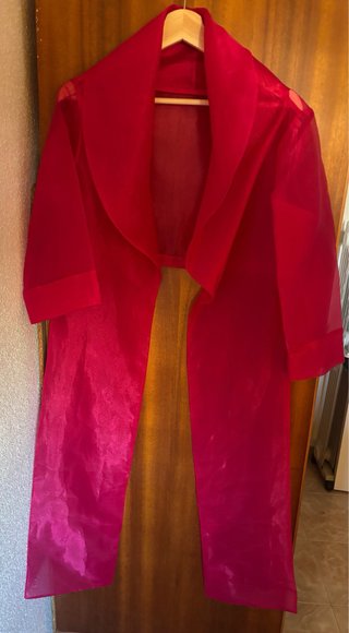 Original vestido de fiesta rojo y rosa