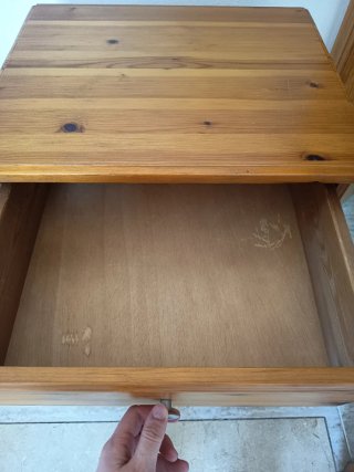 Mesita de noche madera y cristal