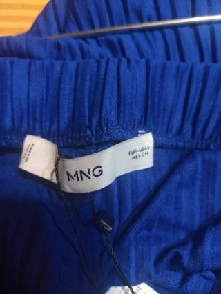 Pantalón Mango Azul Plisado