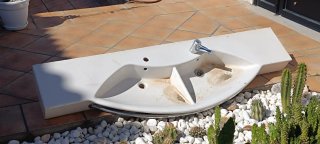 Lavabo Roca Doble Porcelana Blanco 1.80m