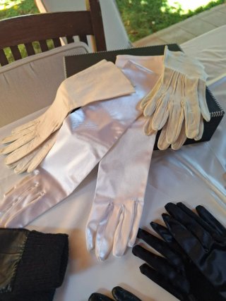 Set Guantes Piel y Satén Mujer