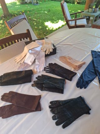 Set Guantes Piel y Satén Mujer