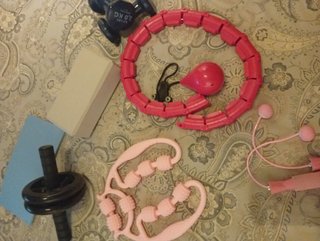 Lote Fitness: Rueda abdominal, Hula hoop, Cuerda
