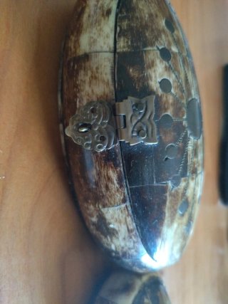 Coppia Scatole Vintage Osso e Ottone
