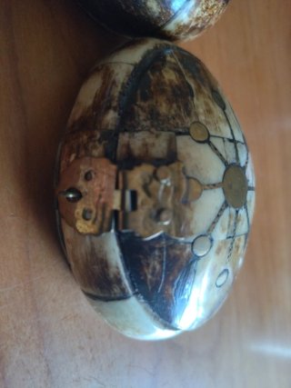 Coppia Scatole Vintage Osso e Ottone