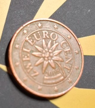 Moneta 2 centesimi EURO 2008 Edelweiss ERROS