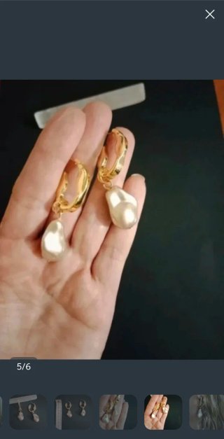 Pendientes perla champagne dorados
