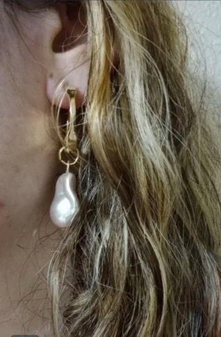 Pendientes perla champagne dorados
