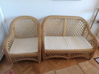 Tresillo Ratán y Cheslongue