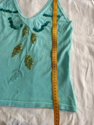 Top donna vintage con paillettes e foglie