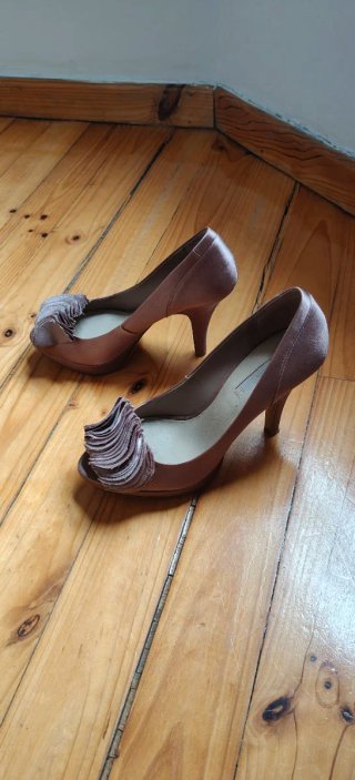 Zapatos Peep Toe Marrones Talla 38
