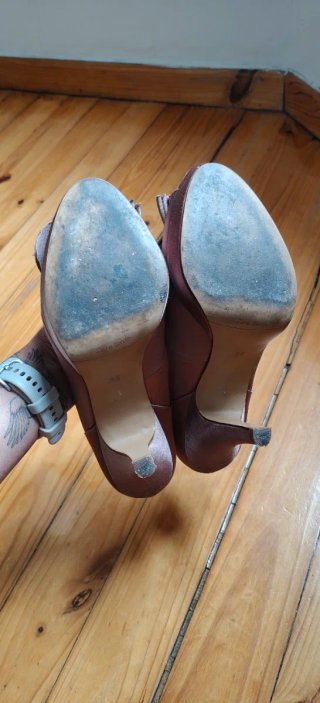 Zapatos Peep Toe Marrones Talla 38