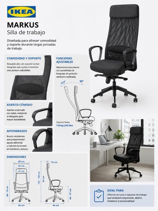 Silla de oficina IKEA Markus Negra