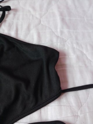 Top negro canalé Shein T.36