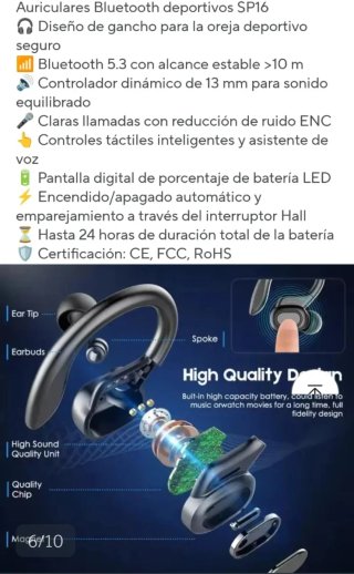 Auriculares Deportivos Bluetooth V5.3 HiFi