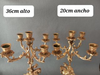 Pareja Candelabros Bronce Jinetes