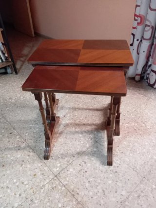 Juego de 2 mesas nido madera antiguas