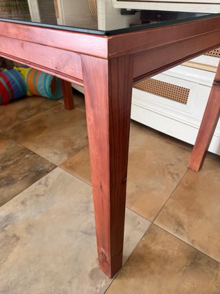 Mesa de madera 120x80 cm con tapa de cristal
