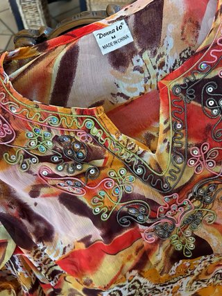 Abito viscosa trasparente fantasia multicolor