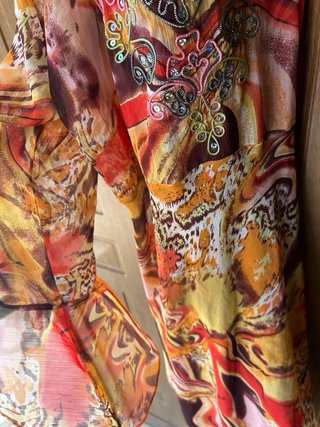 Abito viscosa trasparente fantasia multicolor