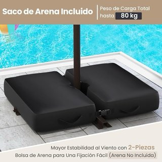 Sombrilla de Exterior con Base y Luces LED 3x3M