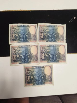 Billetes 50 Ptas Banco de España 1928 (5 uds)