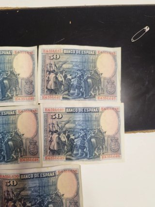 Billetes 50 Ptas Banco de España 1928 (5 uds)