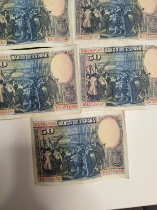 Billetes 50 Ptas Banco de España 1928 (5 uds)