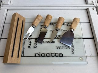 Set Tagliere Formaggi AMC Vetro + Utensili - Nuovo