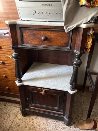 Mueble Antiguo Siglo XX Mármol y Madera