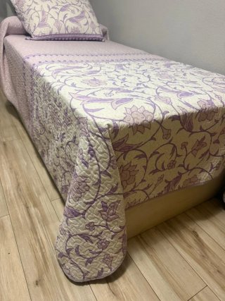 Edredón y cojín cama 90cm morado