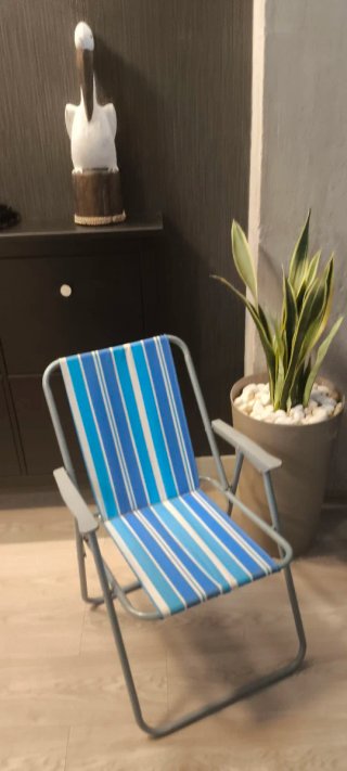 Silla Plegable Camping Niños Rayas Azul