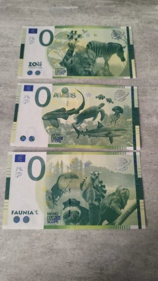 Lote 3 biglietti souvenir 0 euro animali