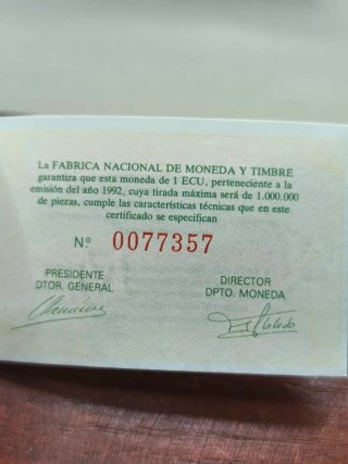 1 ECU in Argento Prova in Scatola con Garanzia 1992