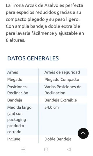 Trona bebé compacta y ligera
