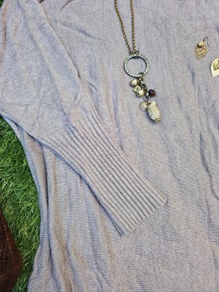 Vestido de lana gris cuello alto