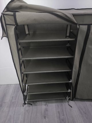 Zapatero de tela gris/negro