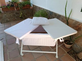 Minicuna bebé gris