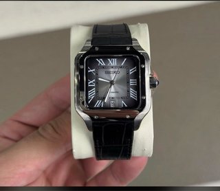 Reloj Seiko Automático Negro y Plateado