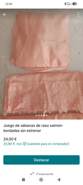 Juego sábanas raso salmón sin estrenar