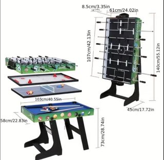 Mesa Multifuncional 4 en 1: Billar, Futbolín, Hock
