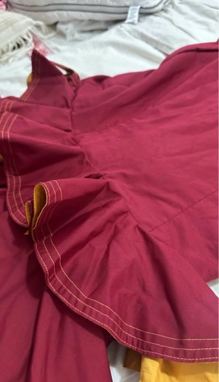 Vestido Gitana Burdeos Mangas Cortas