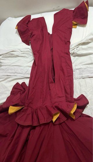 Vestido Gitana Burdeos Mangas Cortas