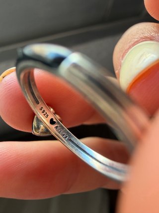 Anillo Pandora Corazón Negro Plata.  Talla 48