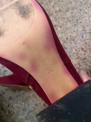 Botines granate ante tacón ancho